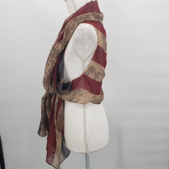 American Flag Scarf Vest Boho Antiqued Americana Festival One Size NWT - Picture 7 of 7